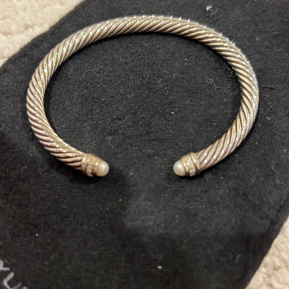 David Yurman Cable Classics Bracelet Sterling Silver w/ Pearls & Pavé Diamonds - Picture 5 of 7